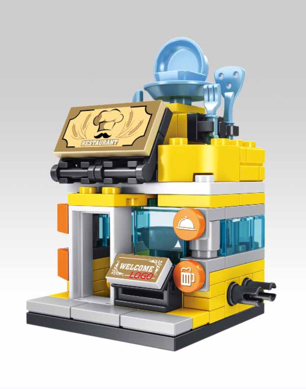 94pc City street Restaurant Building Blocks toy