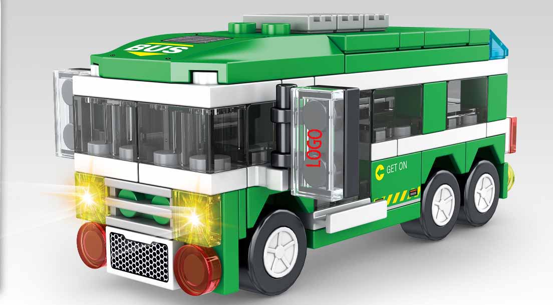 96pc assembling green city bus building blocks toy 