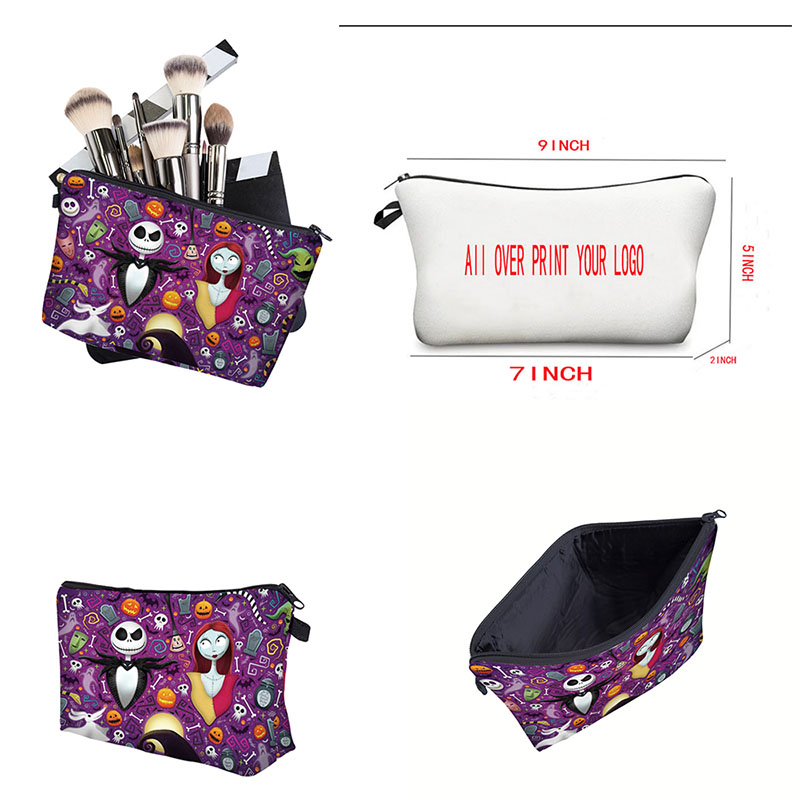 All over full color zippered cosmetic bag makeup pouch 