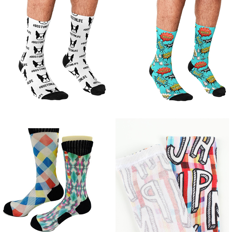 Full Color print no heel calf socks 