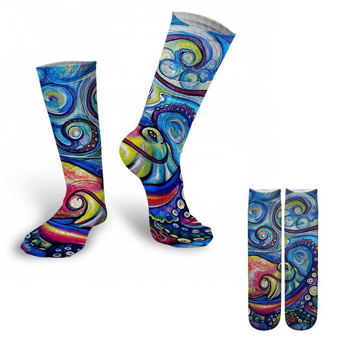360 degree Full Color Cotton calf socks 